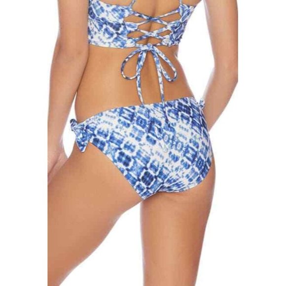 Splendid NWOT XS Blue Hidden Shores Tie Side Retro Bikini Bottoms - Picture 2 of 2